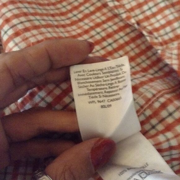 Eddie Bauer Orange Plaid Checkered Button Down Short Sleeve Men Shirt Medium - Picture 11 of 15